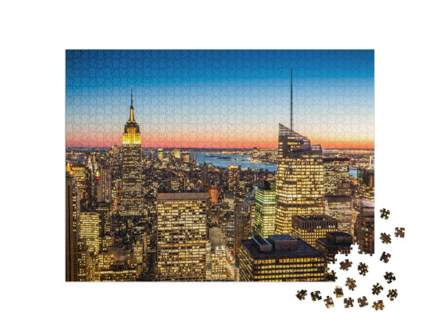 puzzle 1000 dílků „Světelné moře v New Yorku, USA“