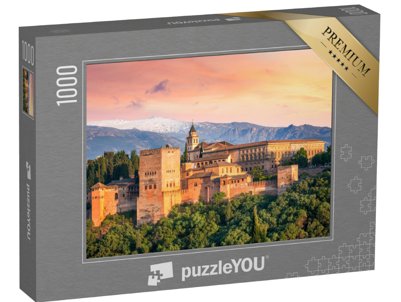 puzzle 1000 dílků „Fascinující západ slunce nad Alhambrou, Granada, Španělsko“