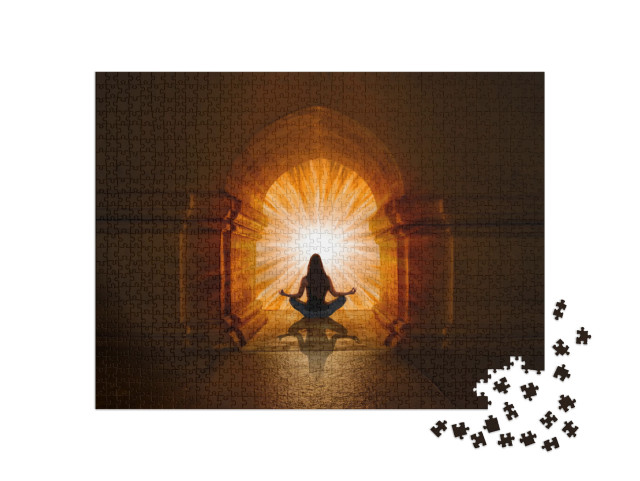 puzzle 1000 dílků „Žena cvičící jógu a meditaci“