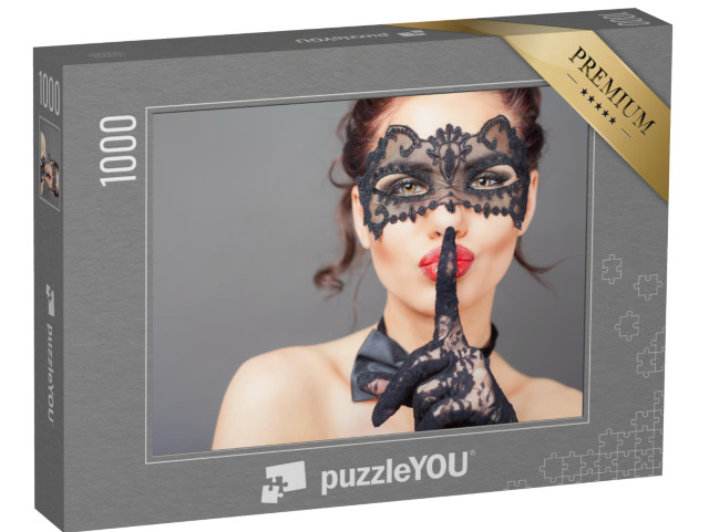 puzzle 1000 dílků „Záhadné: Sexy žena s benátskou karnevalovou maskou“