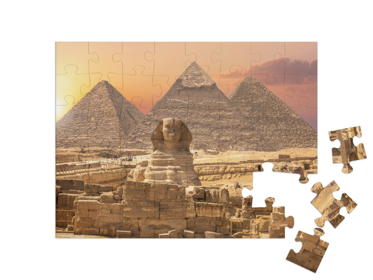 puzzle 48 dílků „Divy světa z Egypta: Pyramidy se Sfingou, Gíza“