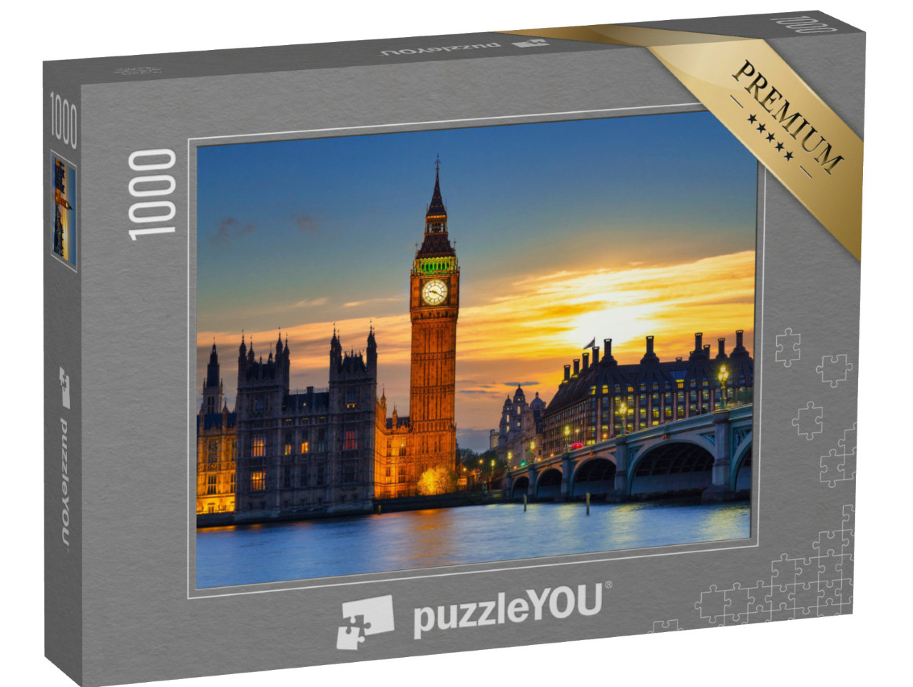 puzzle 1000 dílků „Big Ben a Westminsterský most při západu slunce, Londýn“