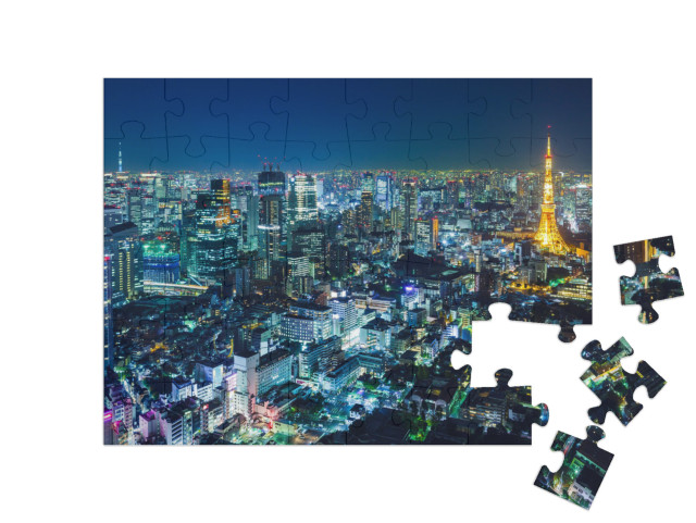 puzzle 48 dílků „Noční panorama Tokia“