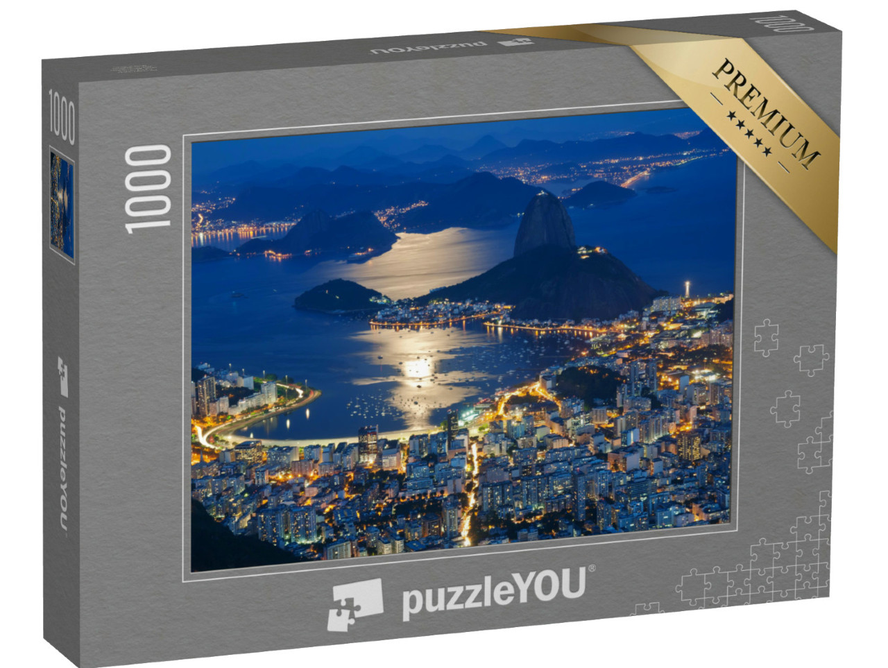 puzzle 1000 dílků „Noční pohled na Cukrovou homoli a Botafogo v Riu de Janeiru“