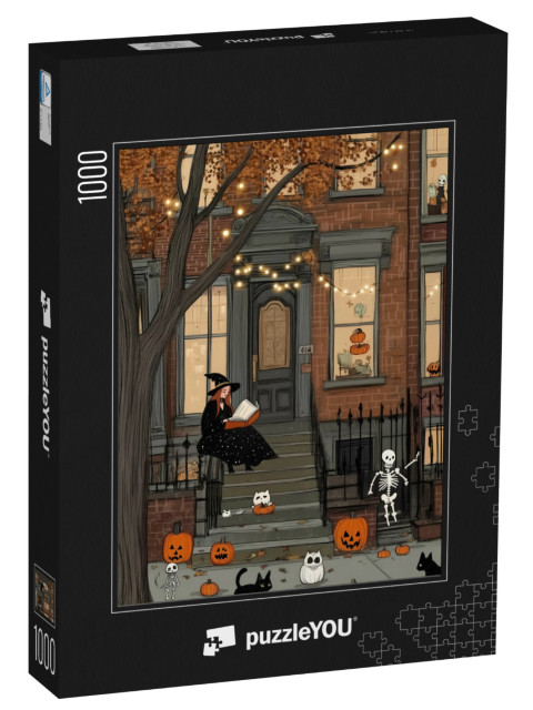 puzzle 1000 dílků „Halloweenský vchod do domu“