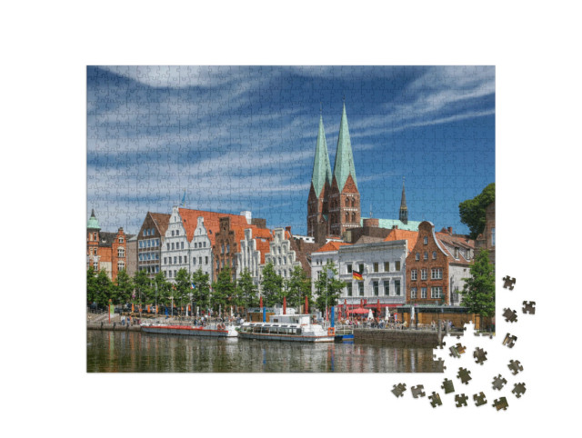 puzzle 1000 dílků „Pohled na Lübeck ve Šlesvicku-Holštýnsku, Německo“