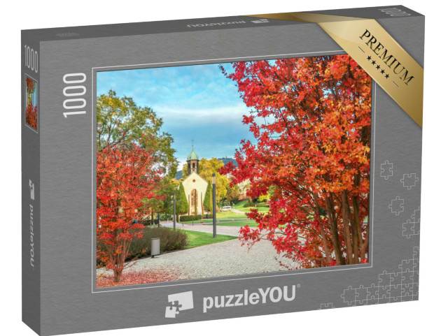puzzle 1000 dílků „Krajina s červenými stromy a nemocničním kostelem, Baden-Baden, Německo“