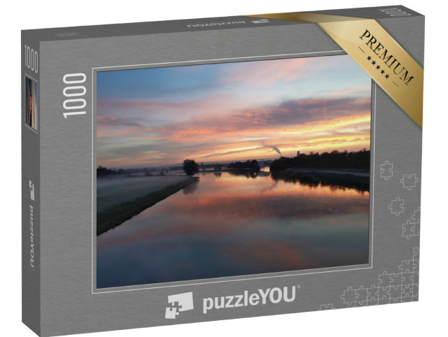 puzzle 1000 dílků „Východ slunce v Drážďanech, pohled na Labe v ranním slunci“