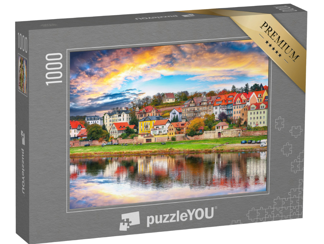 puzzle 1000 dílků „Západ slunce nad městem Míšeň, Sasko, Německo“