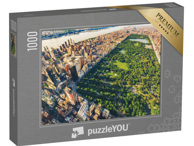 puzzle 1000 dílků „Letecký pohled na Manhattan, New York City, vintage design, USA“