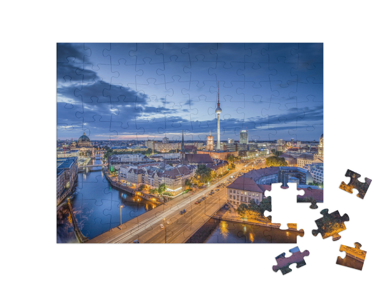 puzzle 100 dílků „Pohled na večerní Berlín“