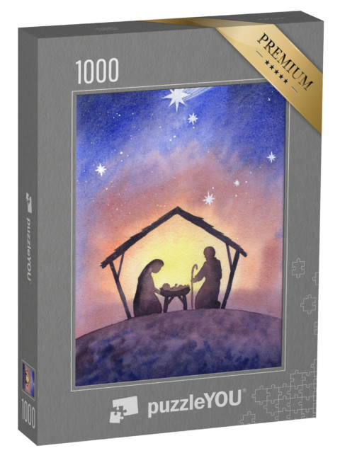 puzzle 1000 dílků „Akvarel: Betlémská stáj“