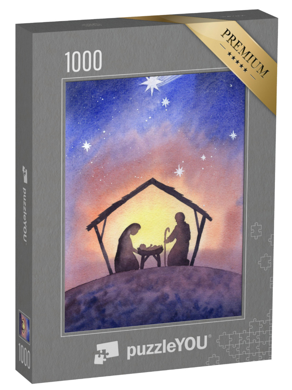 puzzle 1000 dílků „Akvarel: Betlémská stáj“