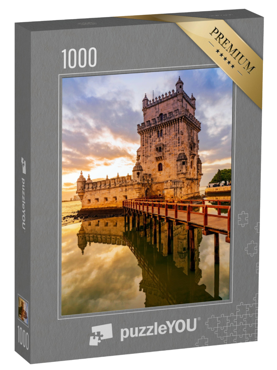 puzzle 1000 dílků „Věž Belem při idylickém západu slunce, Lisabon, Portugalsko“