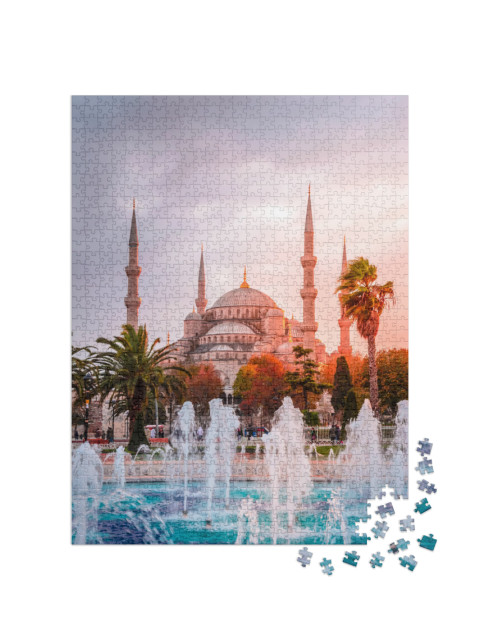 puzzle 1000 dílků „Modrá mešita při západu slunce, Istanbul, Turecko“