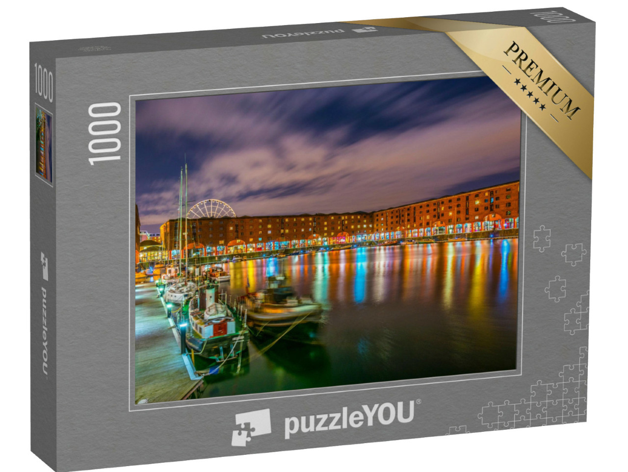 puzzle 1000 dílků „Noční pohled na Albert Dock, Liverpool, Anglie“