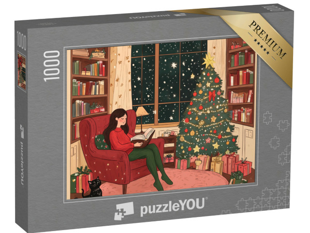 puzzle 1000 dílků „Útulný večer u vánočního stromku“