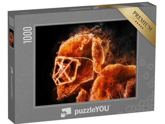 puzzle 1000 dílků „Hokejista v ohnivém stylu“