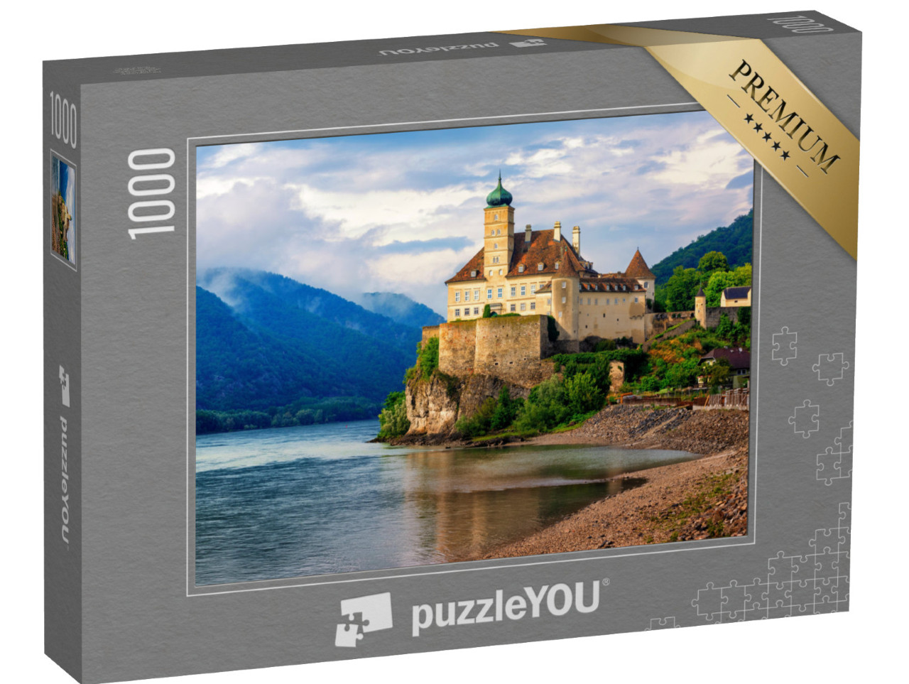 puzzle 1000 dílků „Zámek Schonbuhel na skále na Dunaji“