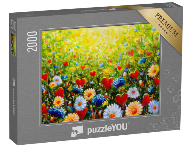 puzzle 2000 dílků „Olejomalba: Krásná květinová louka“