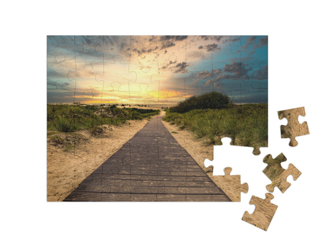 puzzle 48 dílků „Krásná večerní obloha nad Borkumem, Německo“