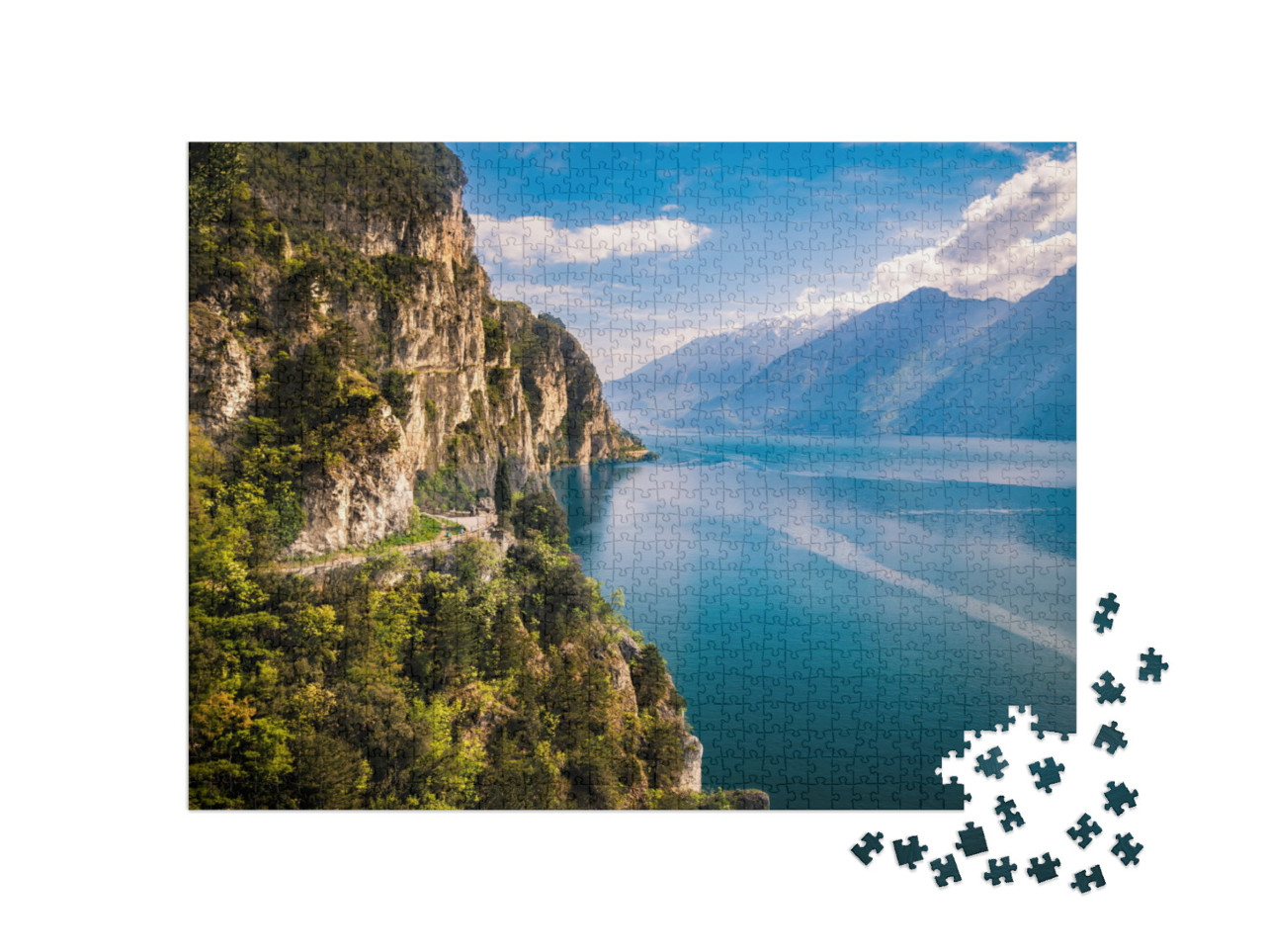 puzzle 1000 dílků „Krásné hory obklopující jezero Garda“