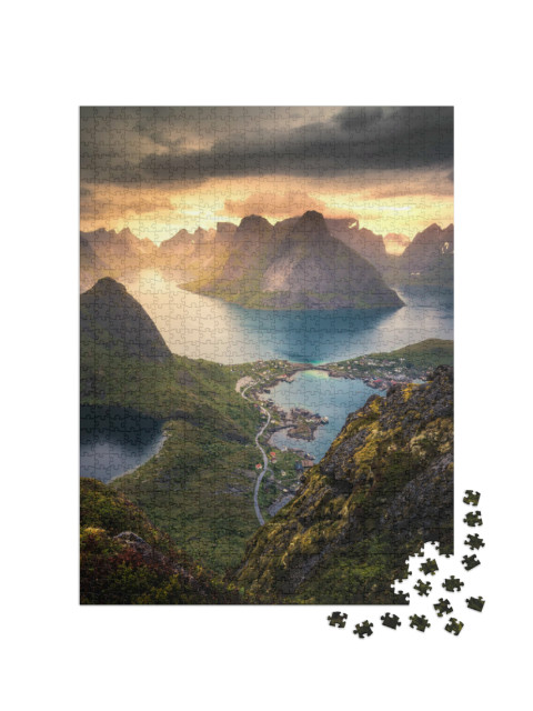 puzzle 1000 dílků „Široká oblast Reinebringen v Norsku“