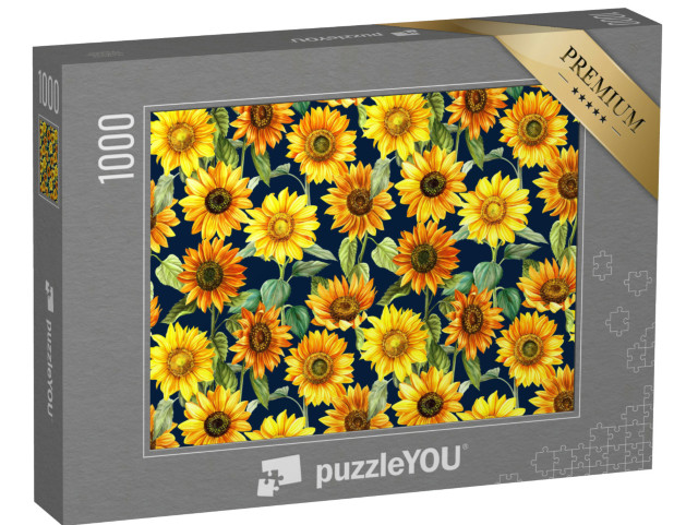 puzzle 1000 dílků „Detail včely na slunečnici na poli...“