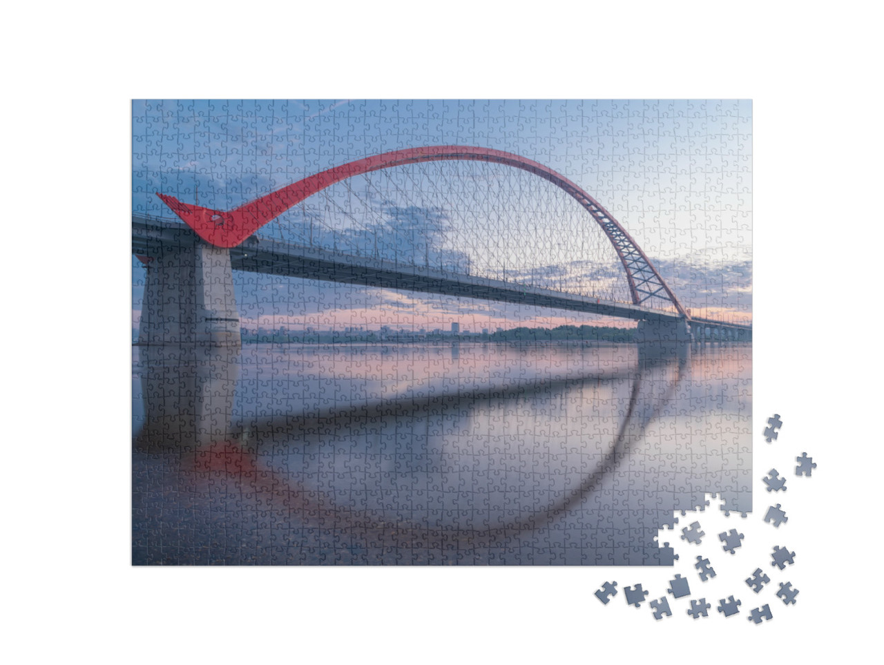 puzzle 1000 dílků „Bugrinský most přes řeku Ob, Novosibirsk, Rusko“