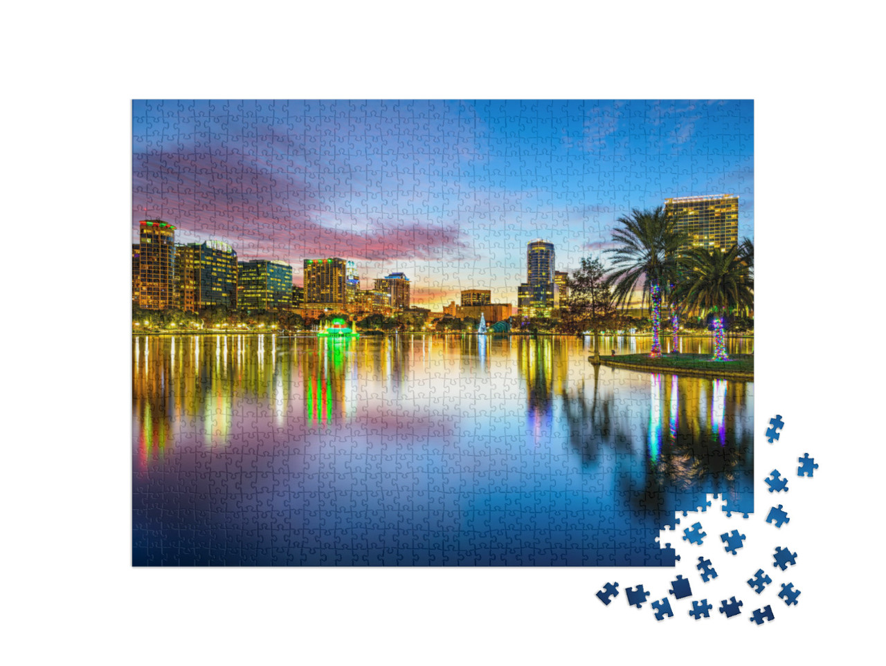puzzle 1000 dílků „Pohled na Orlando s jezerem Eola na Floridě, USA“