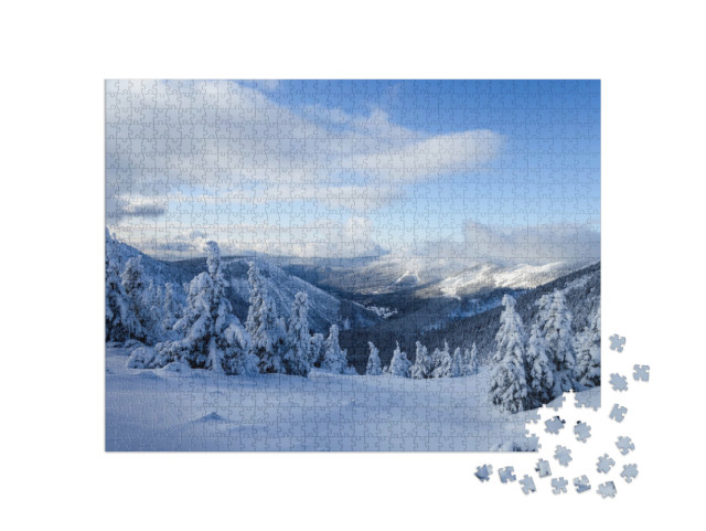 puzzle 1000 dílků „Zimní Krkonoše, Česká republika“