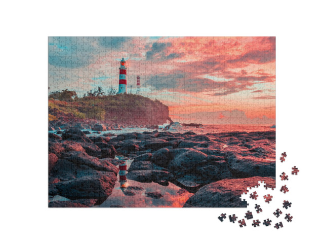 puzzle 1000 dílků „Západní pobřeží Mauricia při západu slunce“