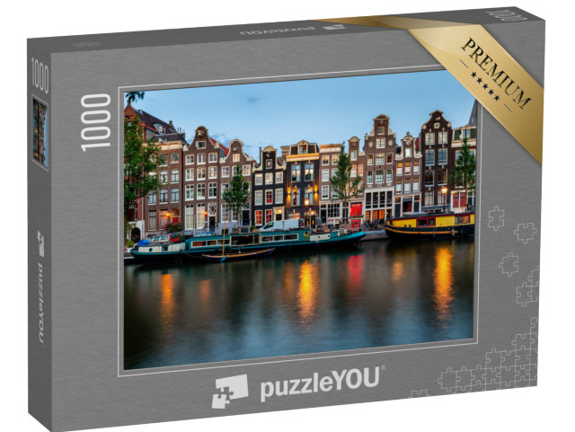 puzzle 1000 dílků „Modrá hodina v Amsterdamu, Nizozemsko“
