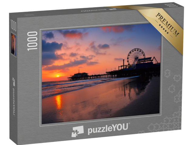 puzzle 1000 dílků „Malebný západ slunce na molu Santa Monica Pier, Kalifornie, USA“