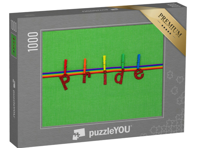puzzle 1000 dílků „Pozadí LGBTQ Pride s písmeny visícími s c“