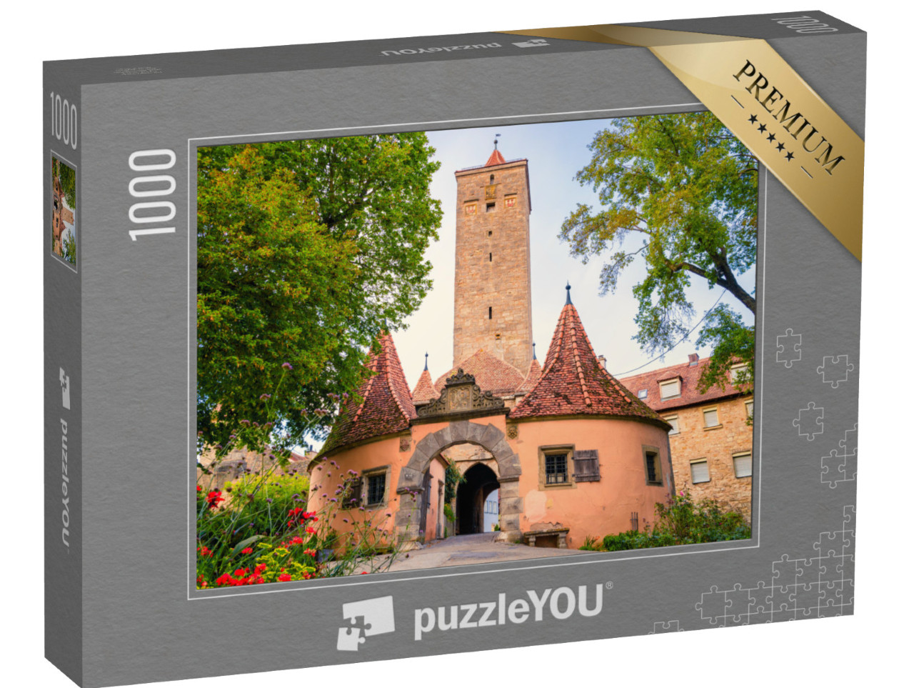 puzzle 1000 dílků „Zámecká brána v Rothenburgu ob der Tauber, Bavorsko“