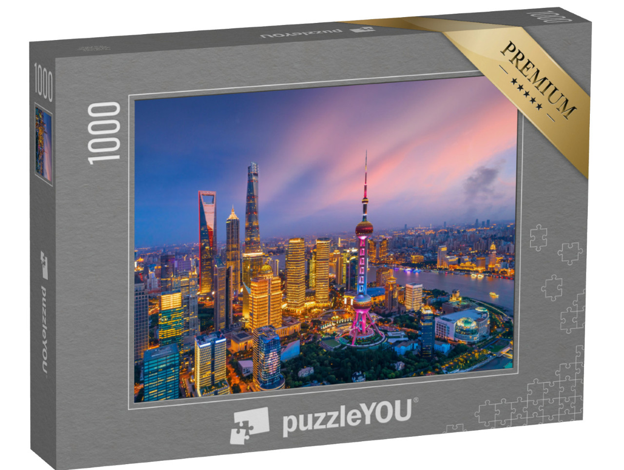 puzzle 1000 dílků „Noční panorama Šanghaje, Čína“