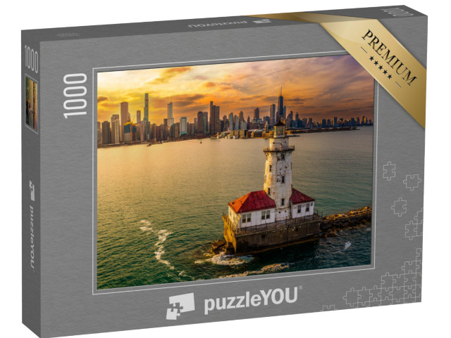 puzzle 1000 dílků „Chicagský přístav a maják při západu slunce“