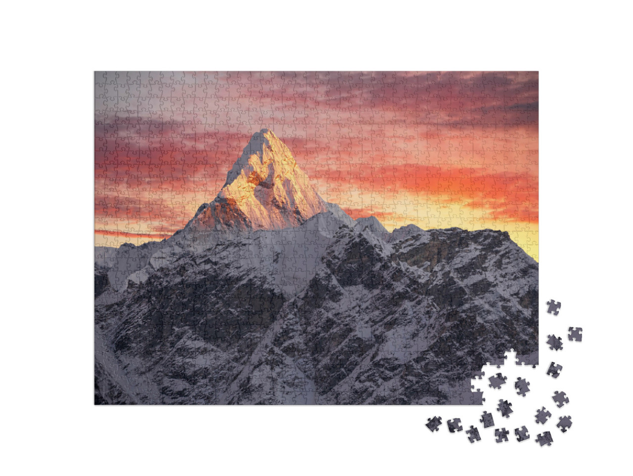 puzzle 1000 dílků „Vrchol Ama Dablam při západu slunce, Nepál, Himálaj“