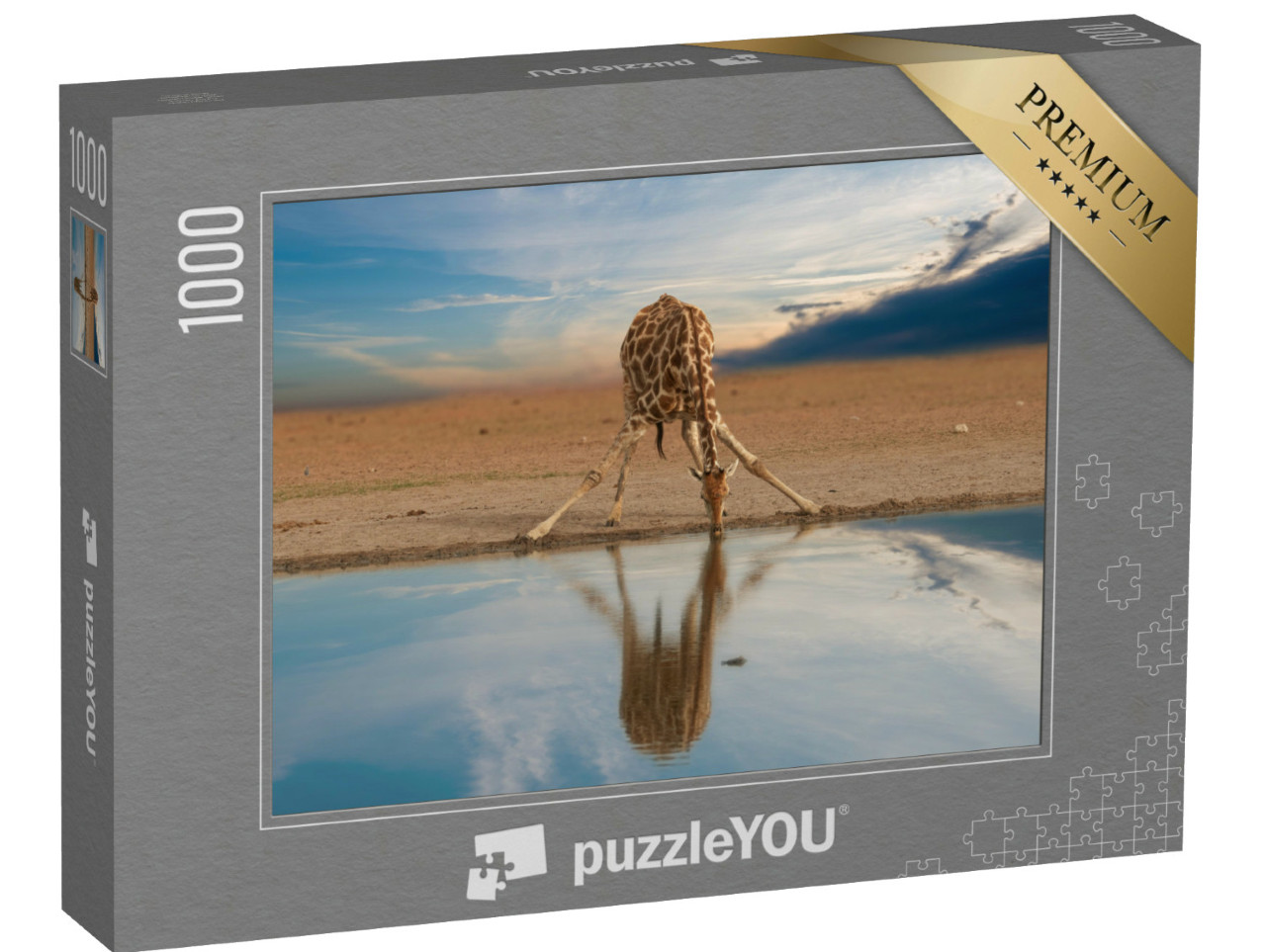 puzzle 1000 dílků „Žirafa pijící u napajedla, Etosha Pan, Namibie“