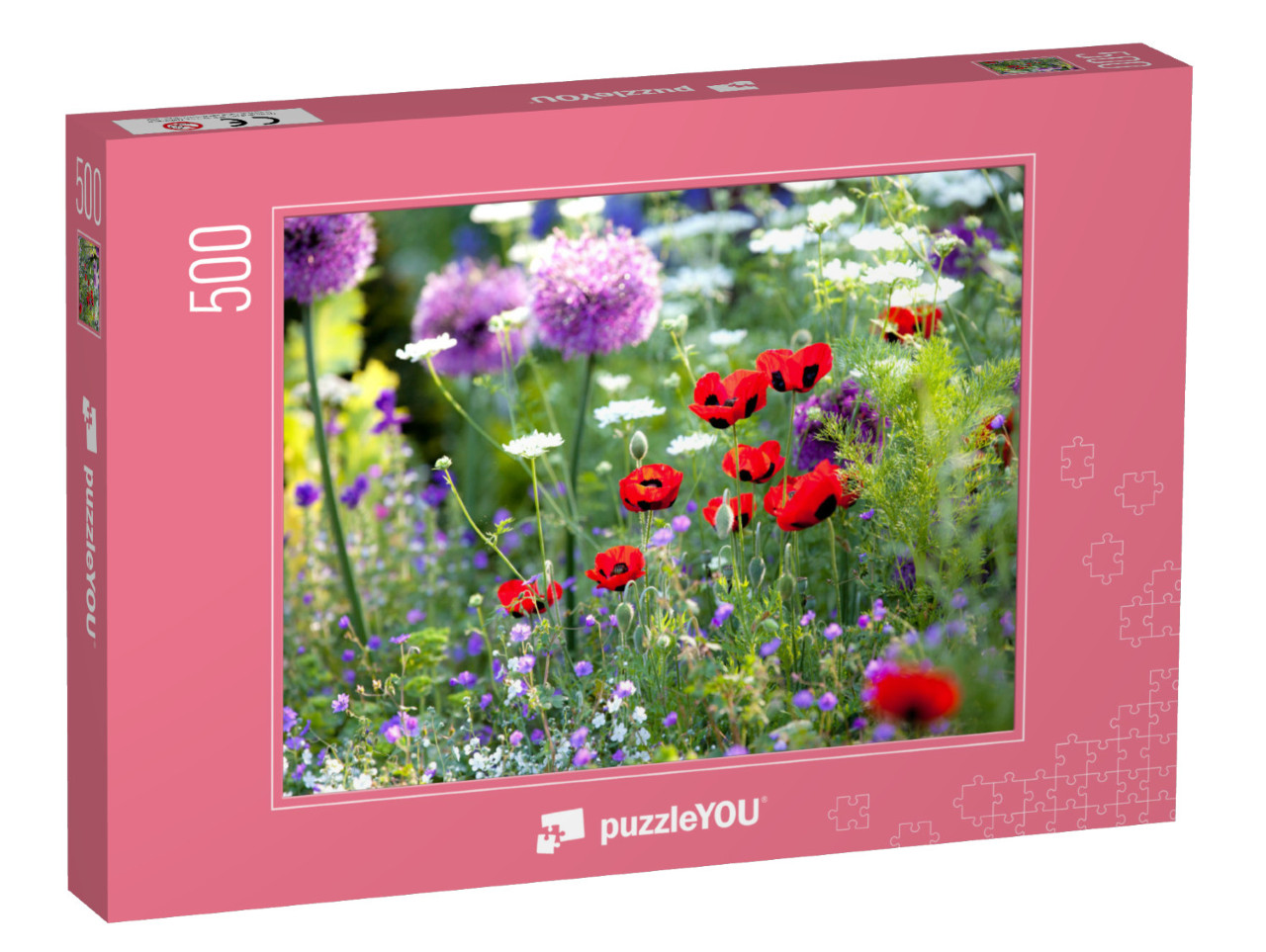 puzzle 500 dílků „Sluncem zalitá zahrada s divokými květinami“