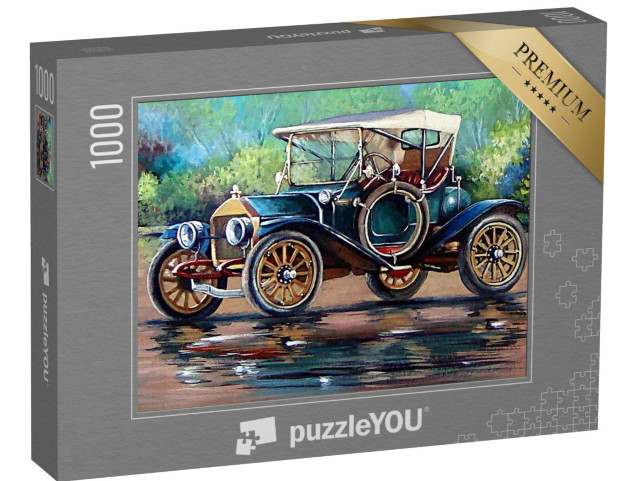 puzzle 1000 dílků „Stará auta, retro auta, olejomalby“