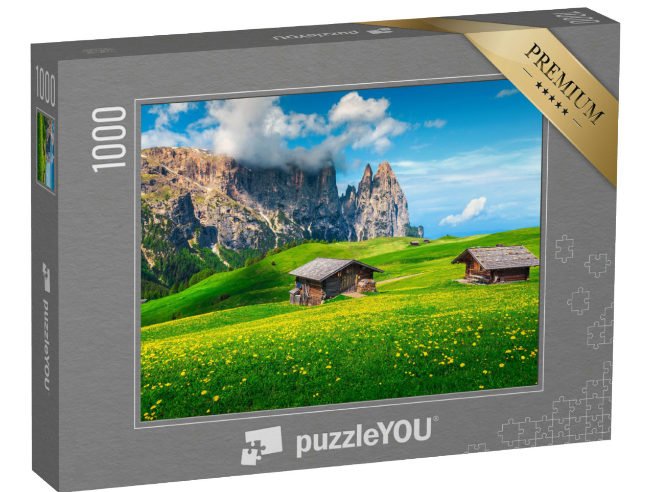puzzle 1000 dílků „Malebná krajina Alpe di Siusi, Dolomity, Jižní Tyrolsko“