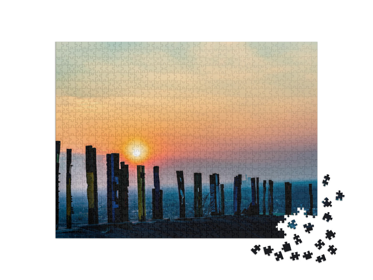 puzzle 1000 dílků „Porúří: totemové sloupy k výsypce Haniel“