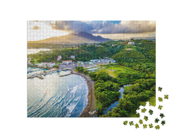 puzzle 1000 dílků „Letecký pohled na přístav v Puerto Plata, Dominikánská republika“