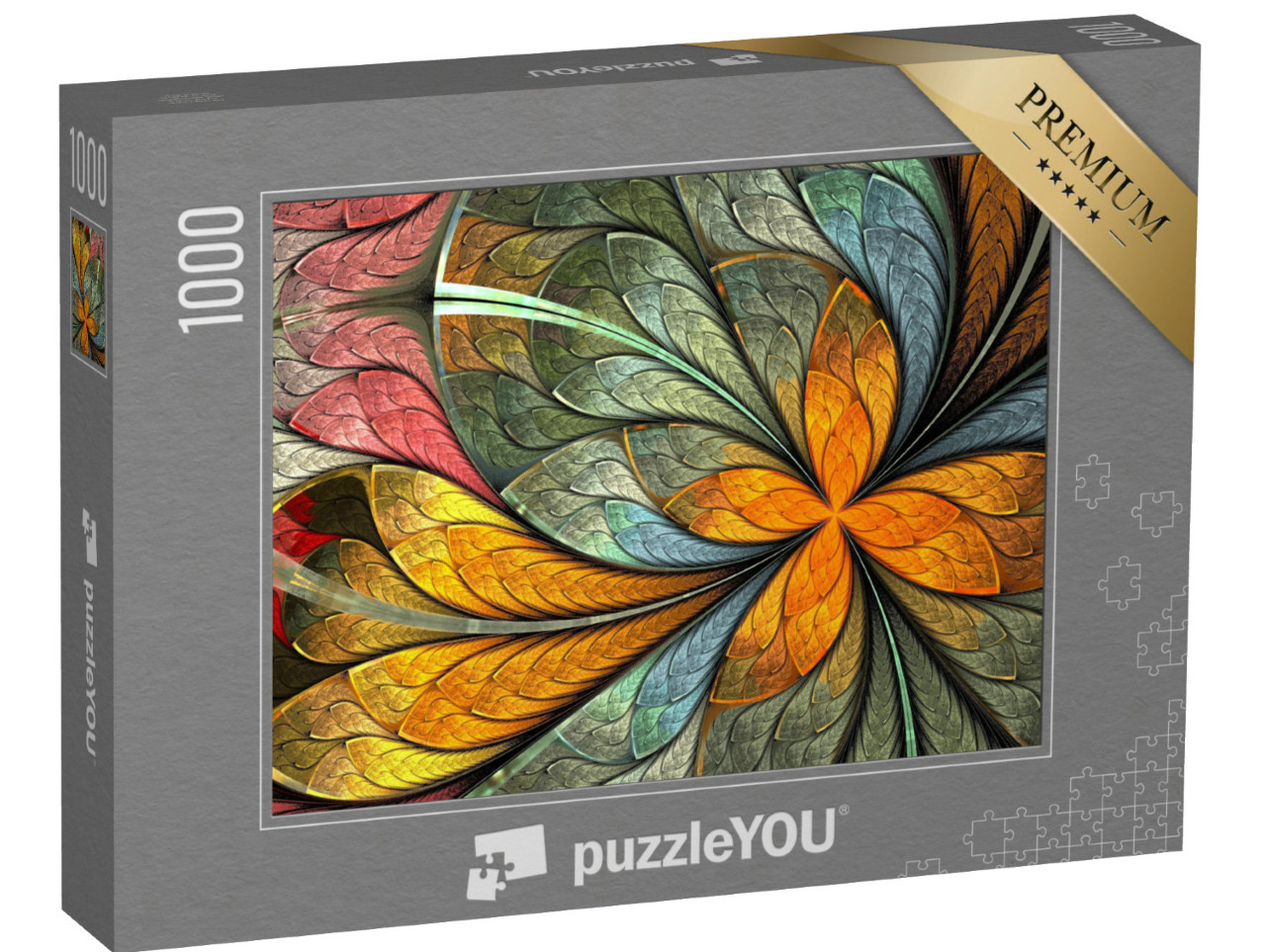 puzzle 1000 dílků „Fraktální květina ve stylu vitráže“