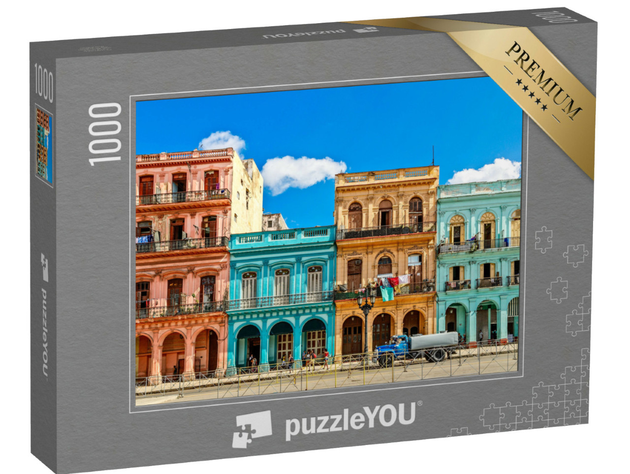 puzzle 1000 dílků „Staré barevné domy v centru Havany, Kuba“