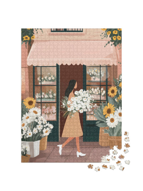 puzzle 1000 dílků „Květinářství, láska kvete“