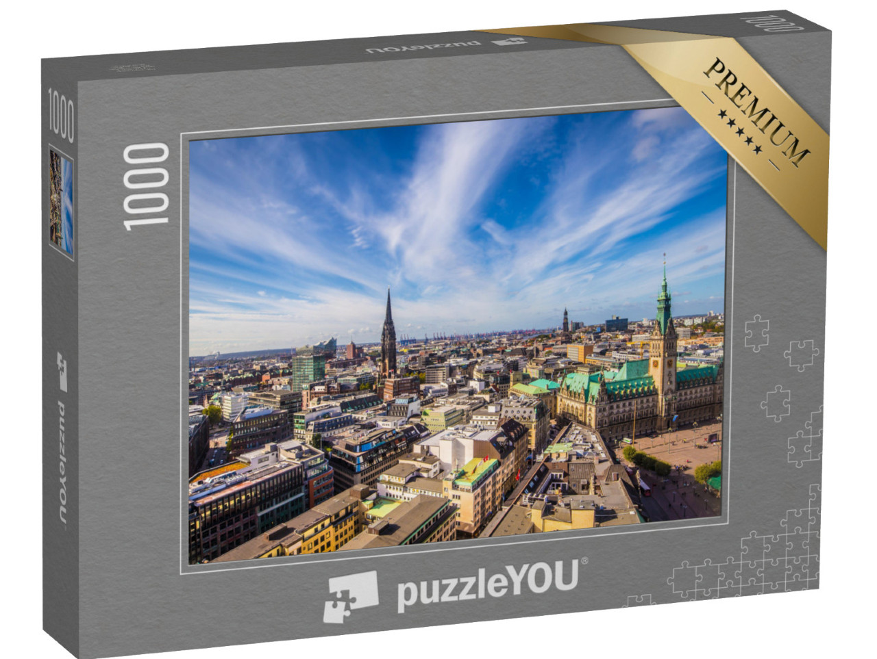 puzzle 1000 dílků „Hamburská radnice shora“