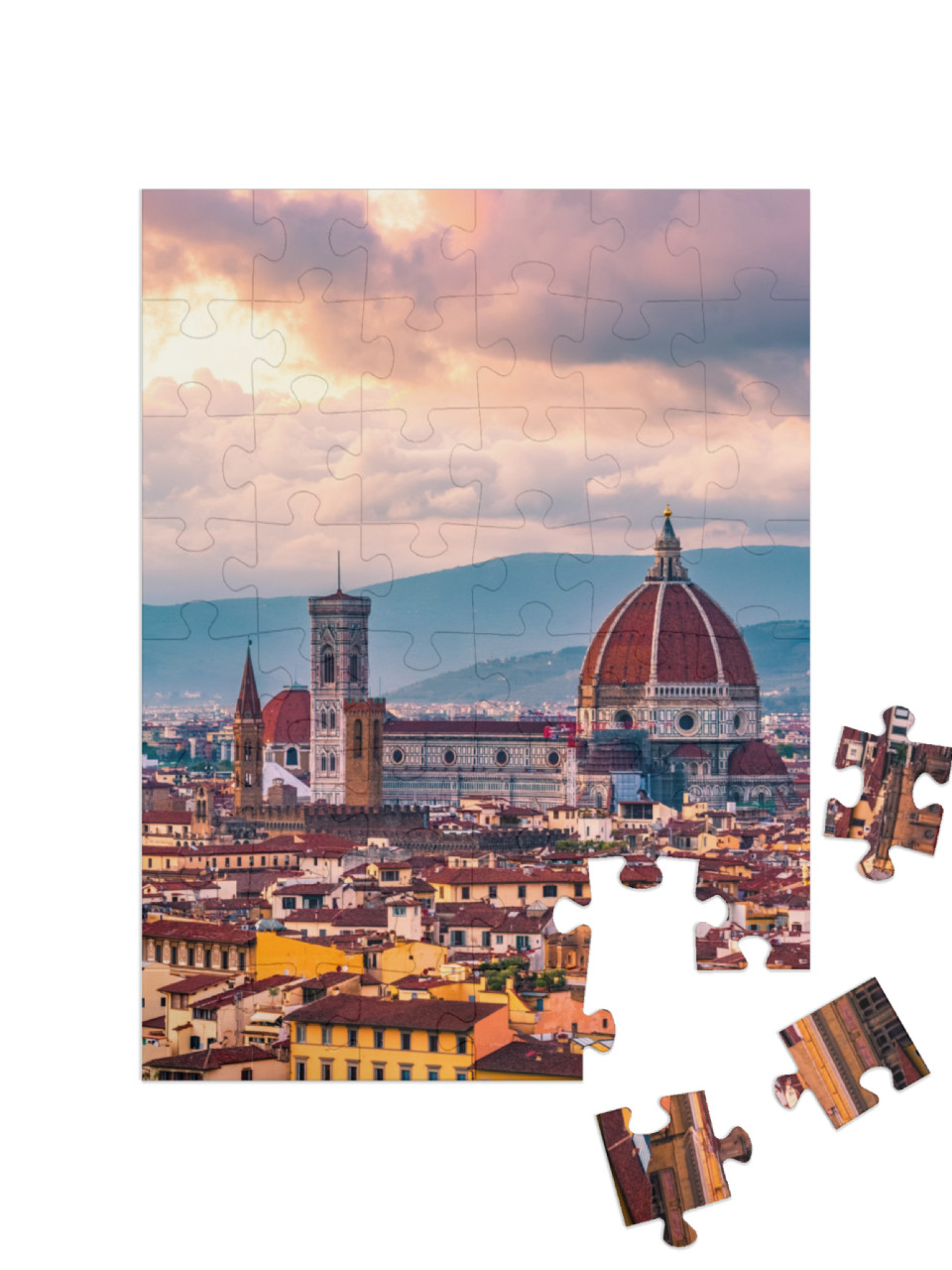 puzzle 48 dílků „Západ slunce nad Florencií v Itálii“